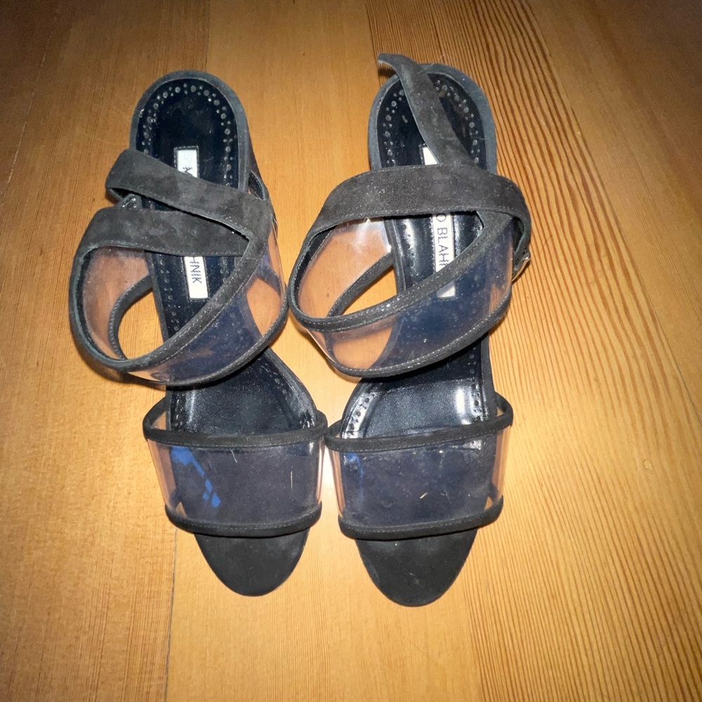 Manolo Blahnik Black Block Heels size 37